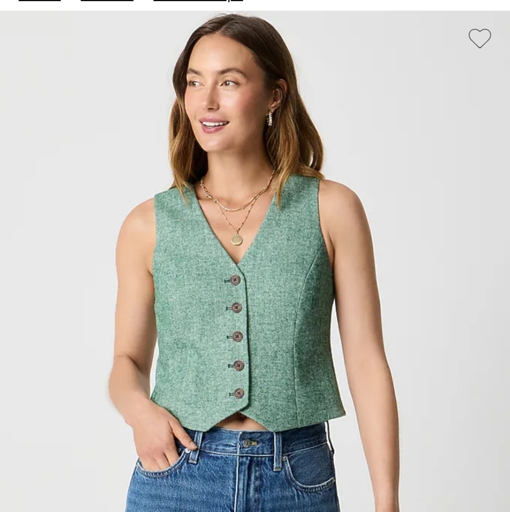 J Crew Factory Herringbone button-front vest CC818 NWT